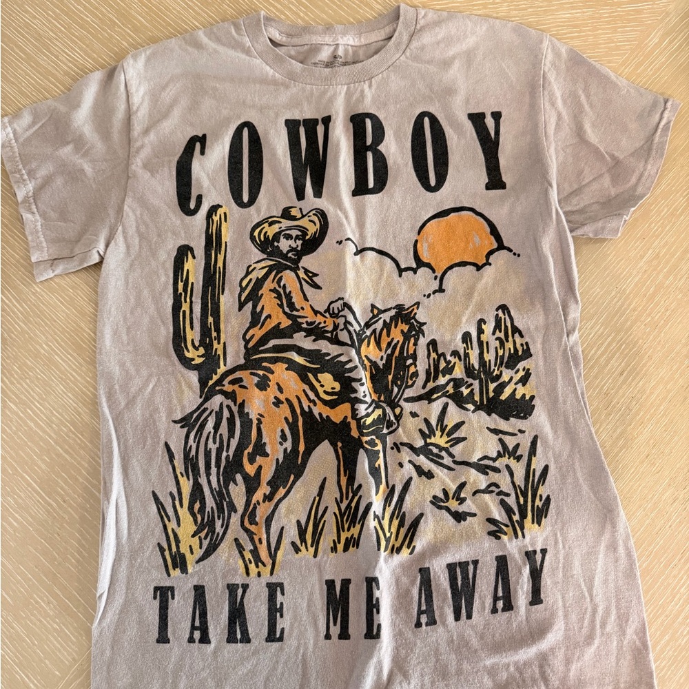 Cowboy Graphic Kids T-Shirt - Tan